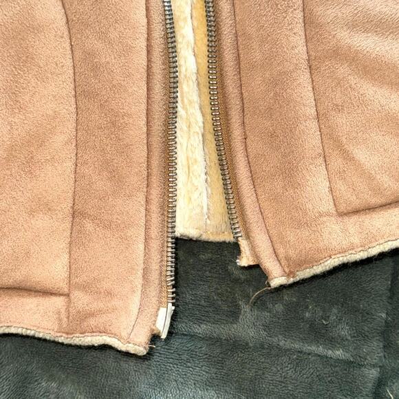 United Colors of Benetton Jacket Womens Medium Brown Sherpa Lined HAS FLAWS - Picture 7 of 12